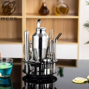 Ensemble de shaker à cocktails en acier inoxydable de qualité supérieure, 18 pièces (finition originale) - Outils de bar durables et écologiques pour le mélange de cocktails à domicile - Product Image 3