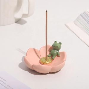 Rooogo <span class=keywords><strong>Forme</strong></span> <span class=keywords><strong>De</strong></span> Fleur Avec Sieste Animal Plaque D'encens Maison et Salon Décoration Ornement Petites Pièces Plateau <span class=keywords><strong>De</strong></span> Rangement - Product Image 1