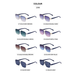 แว่นกันแดดทรงครึ่งกรอบ Unisex รุ่น C5 สีทอง ดีไซน์ขอบตัด UV400 กรอบ PC เลนส์กันแดดระดับ 2 สำหรับขับรถและแฟชั่น - Product Image 4
