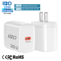 Chargeurs rapides IBD Gan 20W, chargeurs muraux USB de type C portables d'origine pour téléphones portables iPhone 15 Pro Max, tablettes Samsung