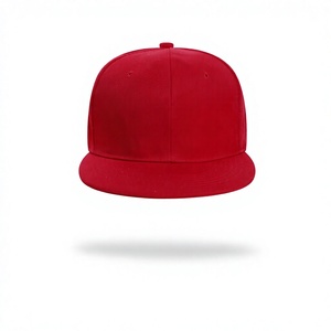 Gorra de Béisbol Roja de 6 Paneles con Visera Plana, Transpirable, de Color Sólido, con Cierre a Presión, para Adultos Unisex, Estilo Casual - Product Image 1