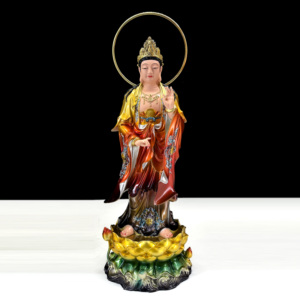 Estatua de Buda Gautama, artesanías de resina Natural, figuritas religiosas, Base de loto doble, mármol blanco, tres santos occidentales - Product Image 5
