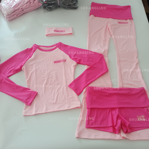 Kadın Giyim Özel Logo Yoga Takımı Pamuklu Uzun Boylu Kadınlar İçin Uygun Kemerli Fiyonk Tasarımlı Kısa Kollu İspanyol Paça Pantolon Ev Giysisi 2 Parça Takım - Product Image 6