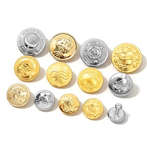 Metal Round Shank <b>Buttons</b> with Embossed Logo Gold and Silver Classic Style for Uniforms and Formal Wear - Product Image 3