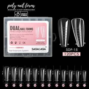Venta al por mayor 120 Uds almohadilla de Gel suave transparente francés de doble forma para verter Ongles almendra extensión de puntas de uñas ataúd completo - Product Image 5