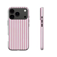 Coque de téléphone portable antichoc deux-en-un en TPU+PC avec film magnétique à texture rayée rose et artisanat de marquage à chaud pour
