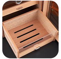 Humidor à cigares en bois de luxe avec 3 tiroirs, porte en verre, hygromètre, grande capacité, boîte de rangement pour cigares