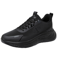 Chaussures de sport pour hommes personnalisées ODM OEM, entièrement noires, en maille respirante, avec semelle souple antidérapante, pour la marche quotidienne et la course à pied