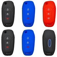 Étui de protection pour clé de voiture pliable à 3 boutons en silicone multicolores WZ pour Ford Everest Focus Mondeo