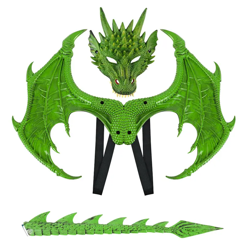 Commercio all'ingrosso della fabbrica di carnevale di Halloween partito morbido PU schiuma maschera in lattice 3D Costume animale drago Cosplay maschera