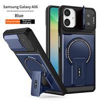 Coque de Téléphone Durable Anti-Chute avec Support Béquille PC et TPU Magnétique Puissant et Fenêtre Coulissante pour Samsung A06 A15 A26