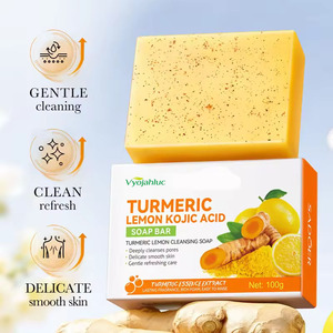 Jabón Artesanal de Ácido Kójico, Cúrcuma y Limón de Marca Blanca, 100g, Orgánico, Blanqueador, Iluminador, Hidratante, Lavado Corporal Natural para la Piel - Product Image 1