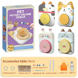 MILI Arts Crafts DIY juguetes eléctricos pintados a mano herramienta de arcilla dibujos animados mascota 9 Uds rueda de cerámica colorida que hace la máquina para niños - Product Image 6