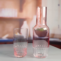 Ensemble de verre de carafe de cascade de couleur Carafe d'eau de haute qualité avec tasse assortie comme ensemble de pichet d'eau en verre de couvercle