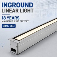 Luz lineal LED empotrada en el suelo, personalizada, de luz blanca cálida, impermeable, de tira estrecha, para pasillos de resort, muros de contención y plataformas peatonales.