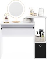 Bureau de jeu avec plateau pour clavier coulissant et étagères latérales, poste de travail informatique moderne avec bac de rangement