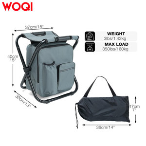 כיסא חוף מתקפל WOQI פרימיום אוקספורד עם מסגרת ברזל וקופסת צידנית לדגים - פתרון דיג הכל כלול לגינה ולחוץ - Product Image 2