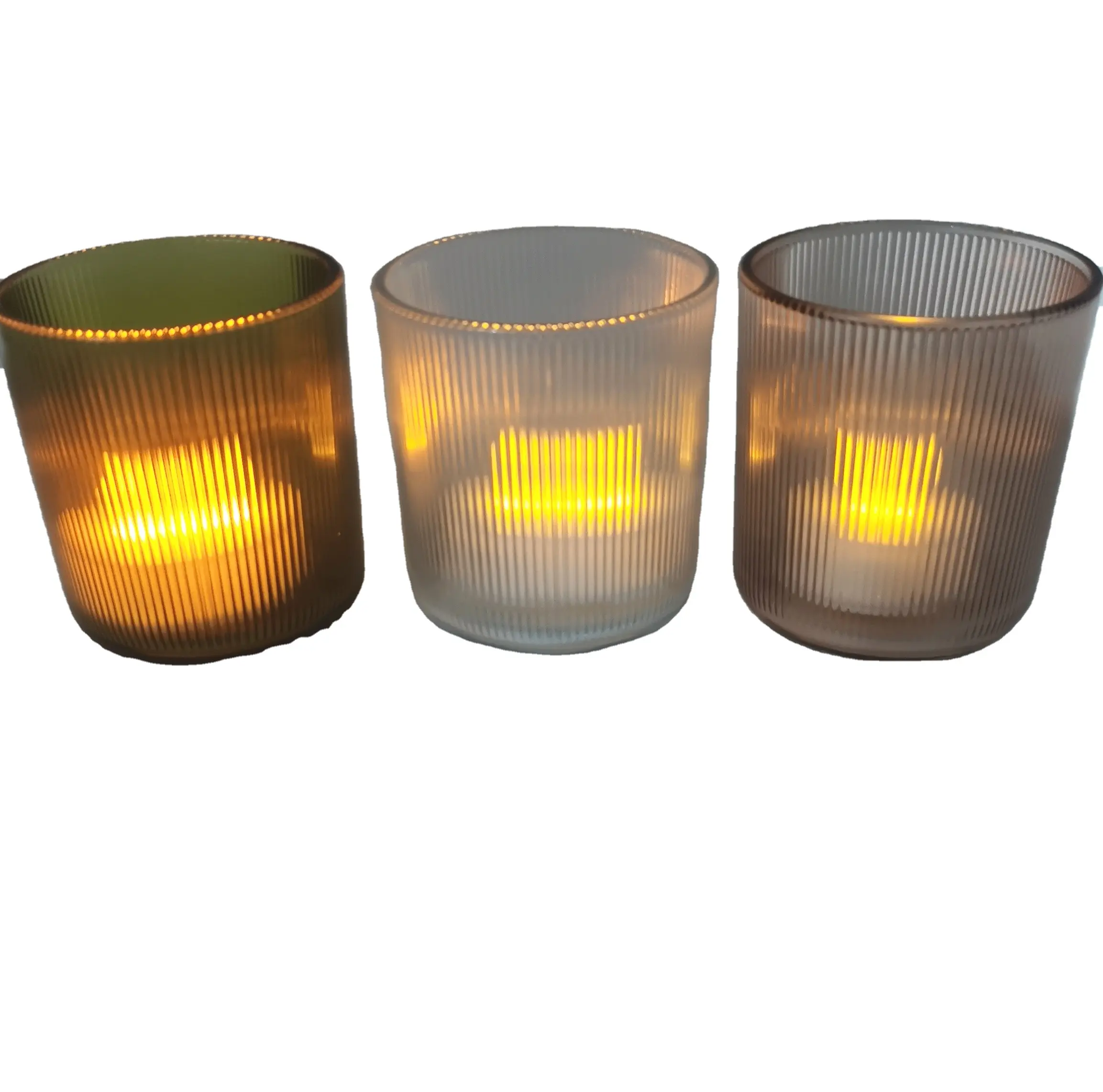 Transparent or Colored Round Shape Candle Holder Jar