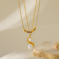 Collier pendentif en imitation perle plaqué or 18 carats pour femme Ivanda, chaîne serpent en acier inoxydable, tendance, certifié, anniversaire