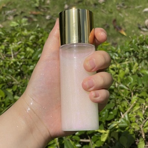 MLM 50ml Cylinder Shimmer Body Oil Gold Cap Water-Based Formula Long Lasting Nourishing Private Label brightening body oil - Product Image 5