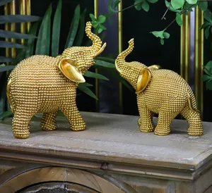 Resina estátua de elefante estatuetas decorativas, decoração de escultura de elefante resina