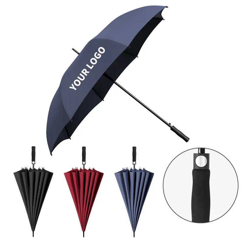 Factory-Direct Semi-Automatic Straight Golf Umbrella Wind-Proof Pongee Novelty Business Cheap Alternatives-Paraguas Sombrillas