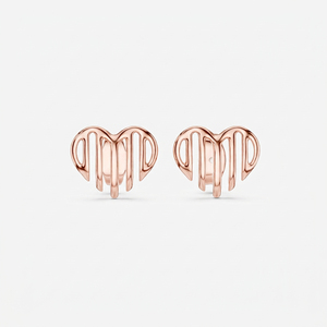 Pendientes de Corazón con Diamantes en Oro Rosa para Mujer, Románticos, Chapados en Oro de 9K, Oro Sólido - Product Image 1