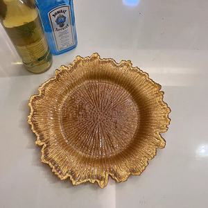 Platos Decorativos Transparentes y Dorados para Fiestas de Boda, Platos de Acrílico de 13 Pulgadas con Diseño de Arrecife - Product Image 3