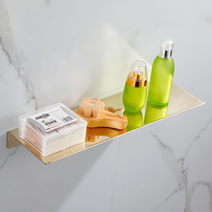 Étagère murale en acier inoxydable 2232, finition or 304, support de rangement pour salle de bain, panneau unique, sans perçage, capacité 10-15 kg - Product Image 2