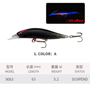 Esca Artificiale Minnow Sospesa Rozante 63SP Jerkbait 63mm 5g per TROTTA e BASS, Esca Dura Artificiale per Acqua Salata, Twitch Jerk Retrieve - Product Image 2