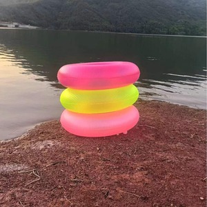 ห่วงยางว่ายน้ำพีวีซีแบบเป่าลม สีเขียวเรืองแสง สีชมพู สีแดงกุหลาบ สำหรับผู้ใหญ่และเด็ก อุปกรณ์เสริมสำหรับฝึกว่ายน้ำในสระ - Product Image 1