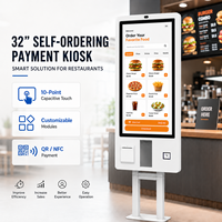 VISION POS Kios Pembayaran Layar Sentuh 32 Inci SDK Pembaca Barcode RK3576 Android 14 Casing Logam Berdiri untuk Layanan Mandiri