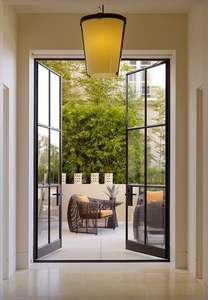 Puertas <span class=keywords><strong>de</strong></span> acero <span class=keywords><strong>de</strong></span> doble acristalamiento modernas, vidrio estriado, diseño negro, ventanas para exteriores, Hotel, rotura térmica, aislamiento acústico, <span class=keywords><strong>Pan</strong></span> <span class=keywords><strong>de</strong></span> acero - Product Image 5