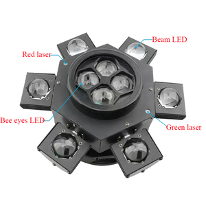DJ Lights 6 Arm Bee Eyes LED Beam Moving Head Light avec R G Laser Effects DMX Éclairage de scène <span class=keywords><strong>pour</strong></span> Disco Music Dance Party - Product Image 2