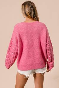 2025 Top de suéter de mujer con lazo texturizado personalizado para el Día de San Valentín con perlas - Product Image 4