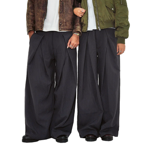 All'ingrosso <span class=keywords><strong>pantaloni</strong></span> a righe in tessuto di lana di alta qualità moda classica Casual comodi e scuri grigiati a righe da <span class=keywords><strong>uomo</strong></span> - Product Image 5