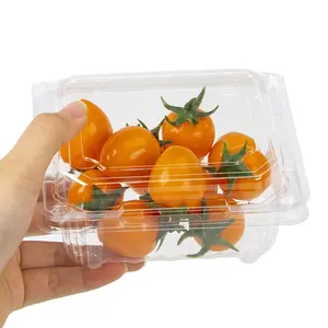 Venta caliente desechable y de calidad alimentaria PET Paquete de frutas de plástico caja de concha con tapa para frutas vegetales carne de aves de corral mariscos