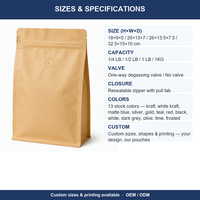 Sacs en BOPP Mylar personnalisés, pochettes en papier kraft, emballage alimentaire pour café en grains, boissons, avec impression personnalisée, certification ISO9001