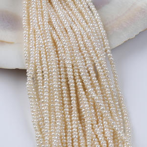 Perles d'eau douce naturelles blanches plates de 18 cm, 2,5-3 mm, petites perles de pain avec trou moyen, perles blanches en vrac pour la fabrication de bijoux en gros - Product Image 2