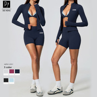 Nouveau Legging de Sport Tricoté Taille Haute pour Femme, Effet Push-Up, Color Block, pour Fitness et Yoga, Ensemble Uni