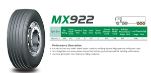 ยางราคาถูก 385/65R22.5 ผลิตในจีน ยางรถพ่วง TBR ยางรถบรรทุก ยางรถบัส MX906/MX922-385/65R22.5 385/65r22.5 295/80R22 - Product Image 2