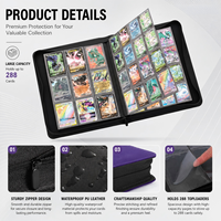Classeur Premium pour cartes Toploader, 4 pochettes, capacité 288 cartes, classeur zippé pour cartes Toploader, classeur personnalisé TCG 9 pochettes pour cartes Toploader