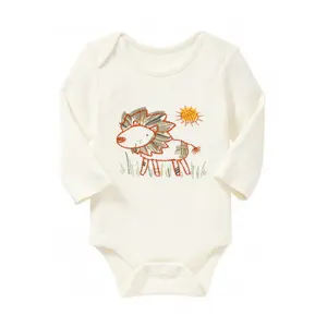 शेर कढ़ाई के साथ बुनना बच्चे बुटीक romper वसंत longsleeve bodysuit 0-24M कपड़े बच्चे