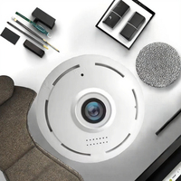 Kamera Keamanan IP V380 Pro Nirkabel WiFi Plafon Dalam Ruangan 360 Derajat Panoramic Fisheye Kamera Mini