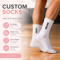 Chaussettes de sport blanches unies personnalisées, absorbant les chocs, pour l'entraînement, unisexes, en tricot, avec logo personnalisé