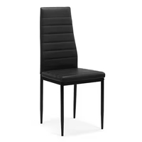 Ensemble de table à manger de cuisine Best Choice avec une table en verre et 6 chaises en cuir noir