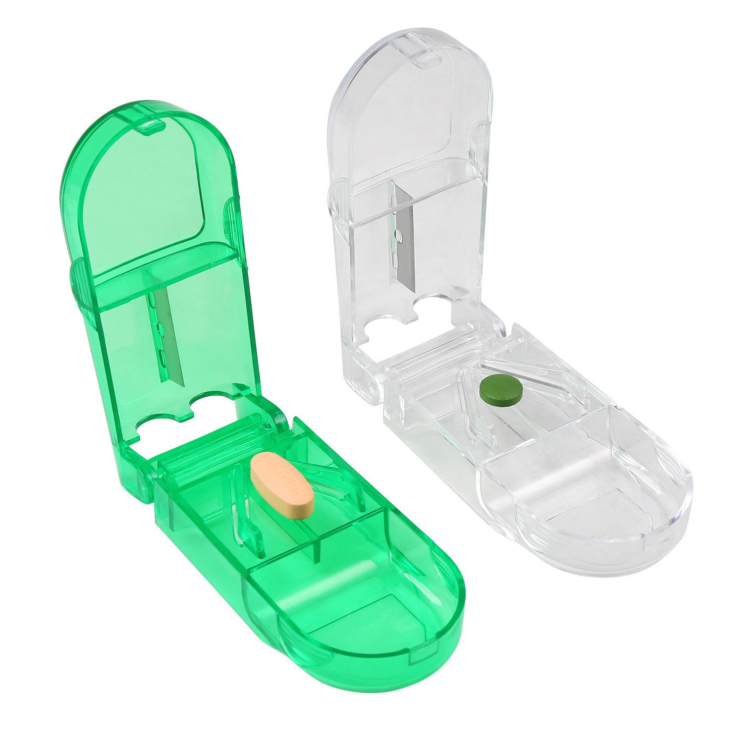 Portable Plastic Medicine Pill Storage With Cutter Mini Pill Box Split Box Tablet Container Cutting Drugs