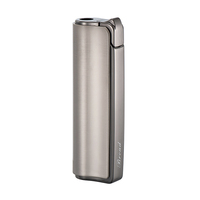 Briquet à allumage par pression en métal avec logo personnalisé, résistant au vent, flamme bleue, briquet à butane gonflable pour cigarettes, cigares, accessoires de fumeur