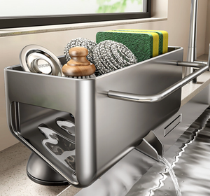 Égouttoir à torchons de cuisine moderne, mural sans perforation, multifonctionnel, pour robinet, rangement de comptoir domestique - Product Image 5