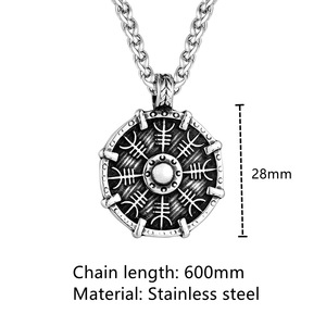 Yunnique – collier avec pendentif Rune en argent de style nordique, en acier inoxydable, longueur 60cm, design géométrique rond, bijoux à la mode - Product Image 4